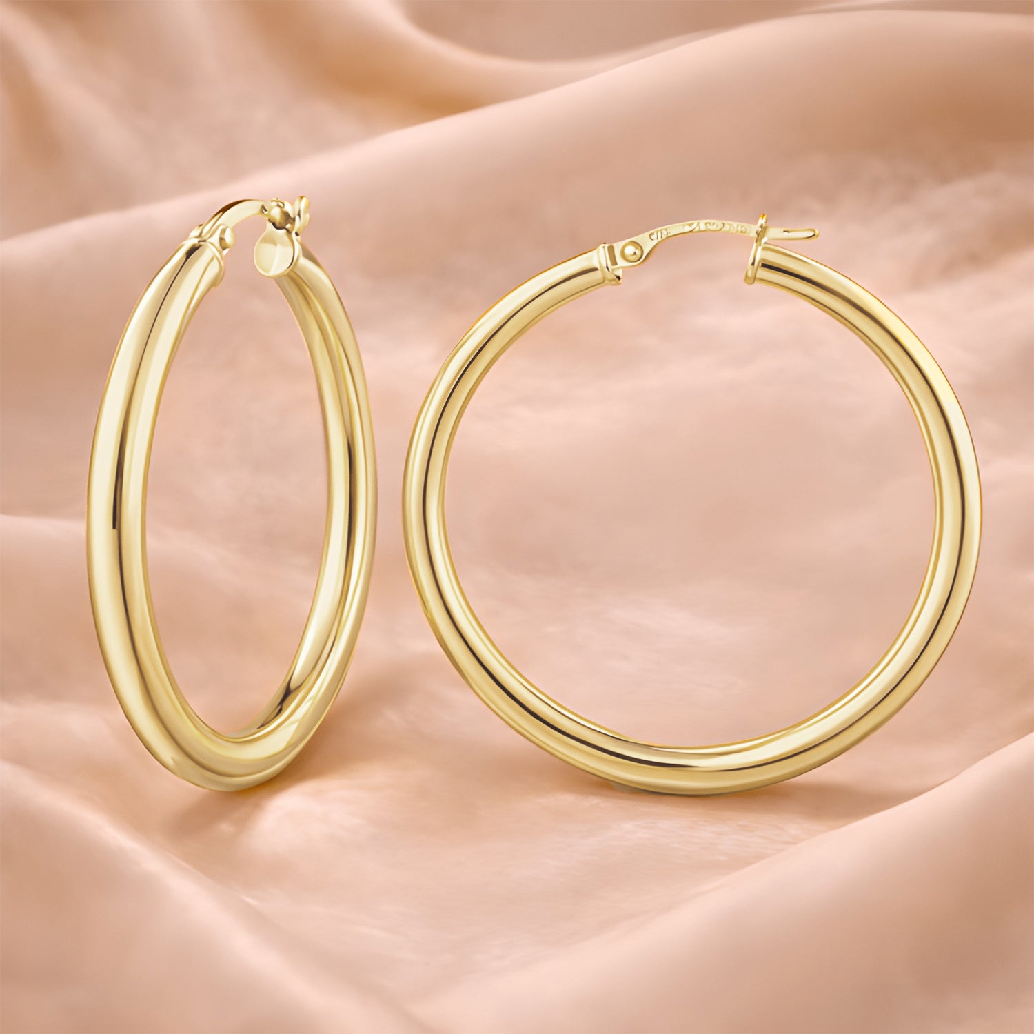 9ct Yellow Gold Polished Medium Hoop Earrings