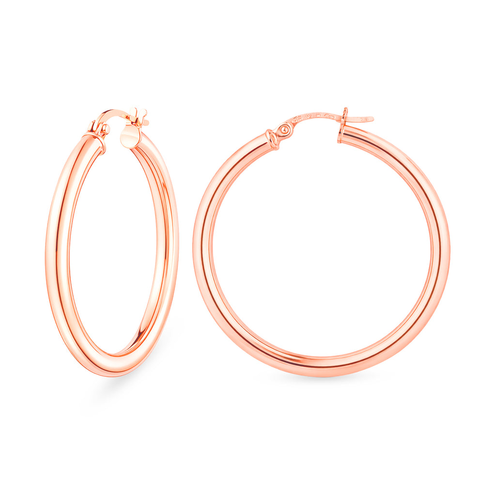 9ct Rose Gold Creole Hoop Earrings - Classic Round Design