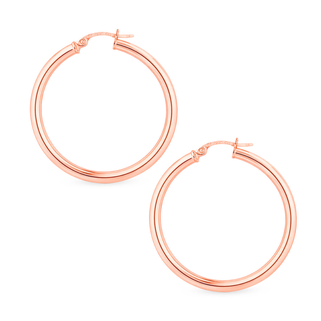 9ct Rose Gold Creole Hoop Earrings - Classic Round Design