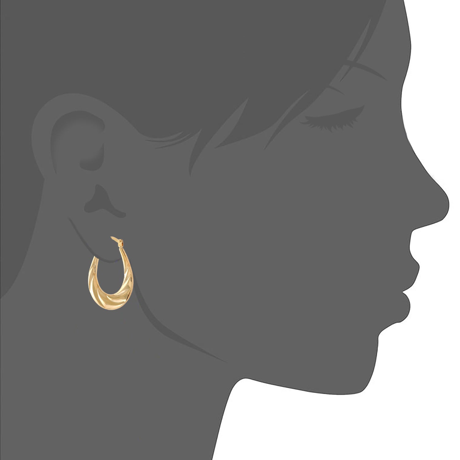 9ct Yellow Gold Twist Pattern Medium Hoop Earrings