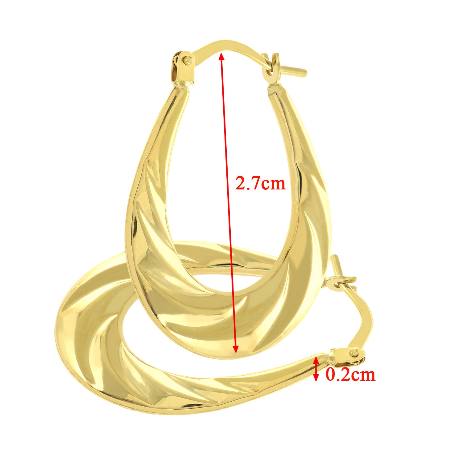 9ct Yellow Gold Twist Pattern Medium Hoop Earrings