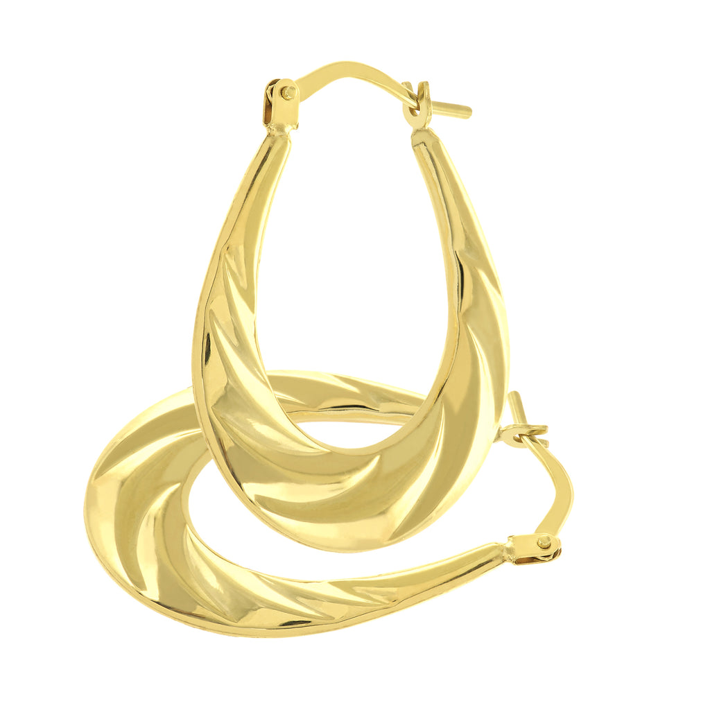 9ct Yellow Gold Twist Pattern Medium Hoop Earrings
