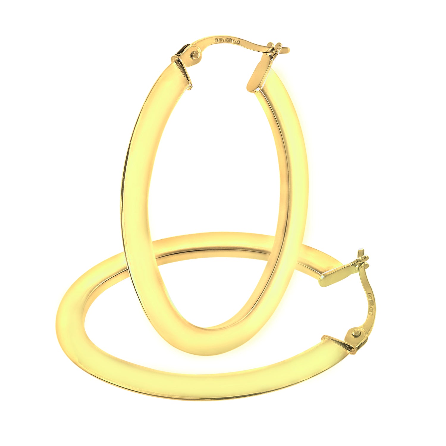 9ct Yellow Gold Large Oval Hoop Earrings