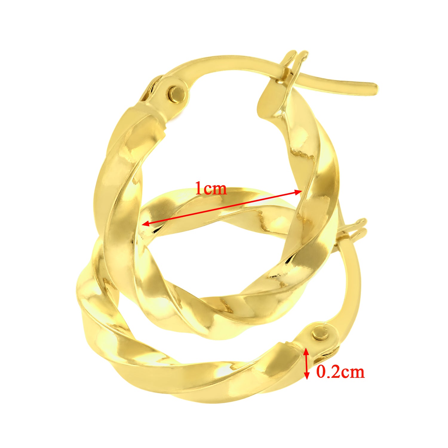 9ct Yellow Gold Textured Twist Hoop Earrings