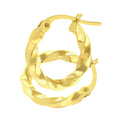 9ct Yellow Gold Textured Twist Hoop Earrings