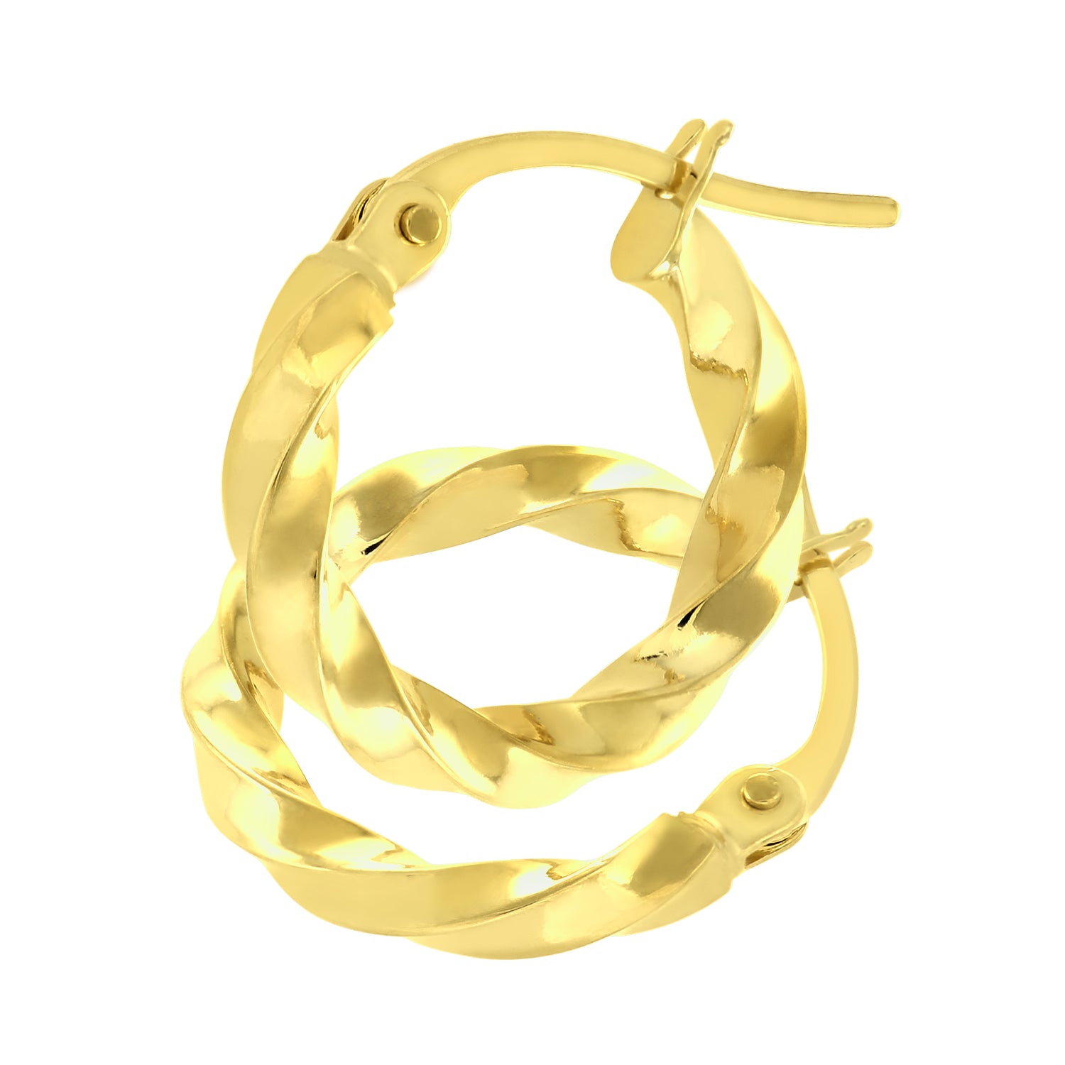 9ct Yellow Gold Textured Twist Hoop Earrings