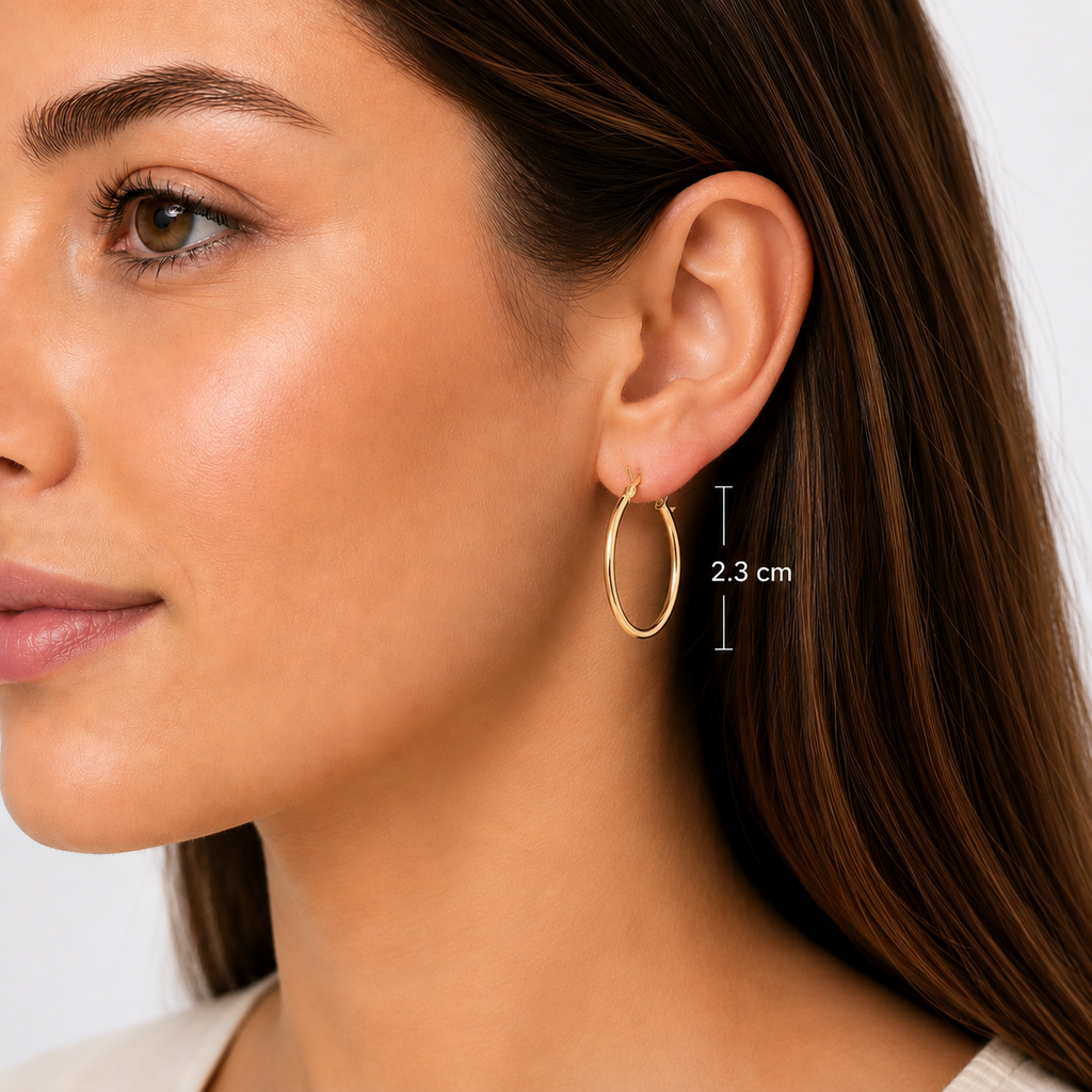 9ct Gold Polished Classic Medium Hoops