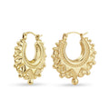 Filigree Gypsy-Style Small Hoop Earrings 9ct Gold | Prime Jewellery