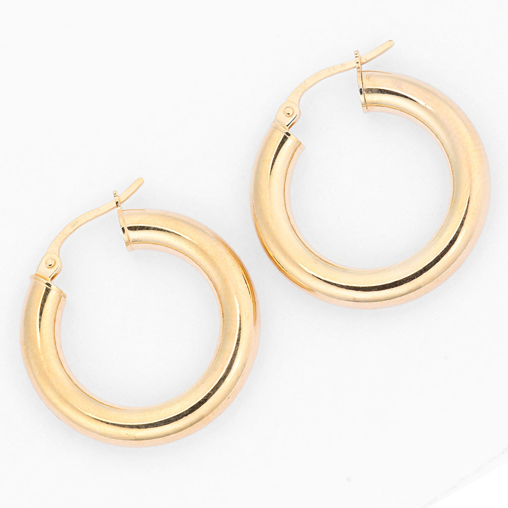 9ct Yellow Gold Thick Hoop Earrings