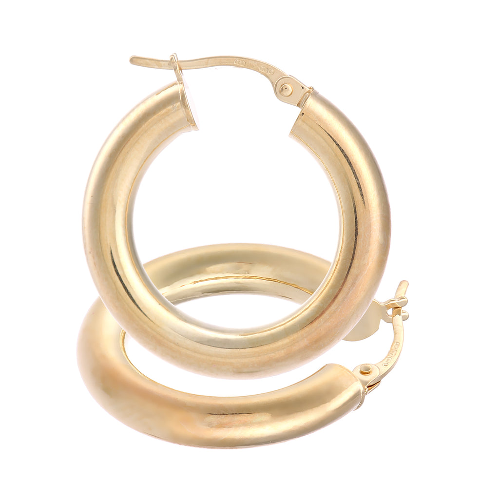 9ct Yellow Gold Thick Hoop Earrings