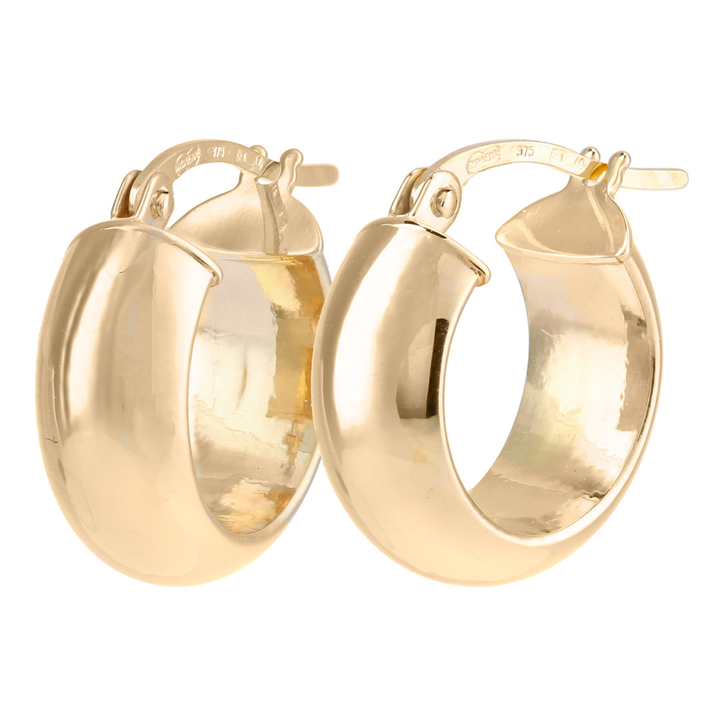9ct Yellow Gold Small Domed Hoop Earrings