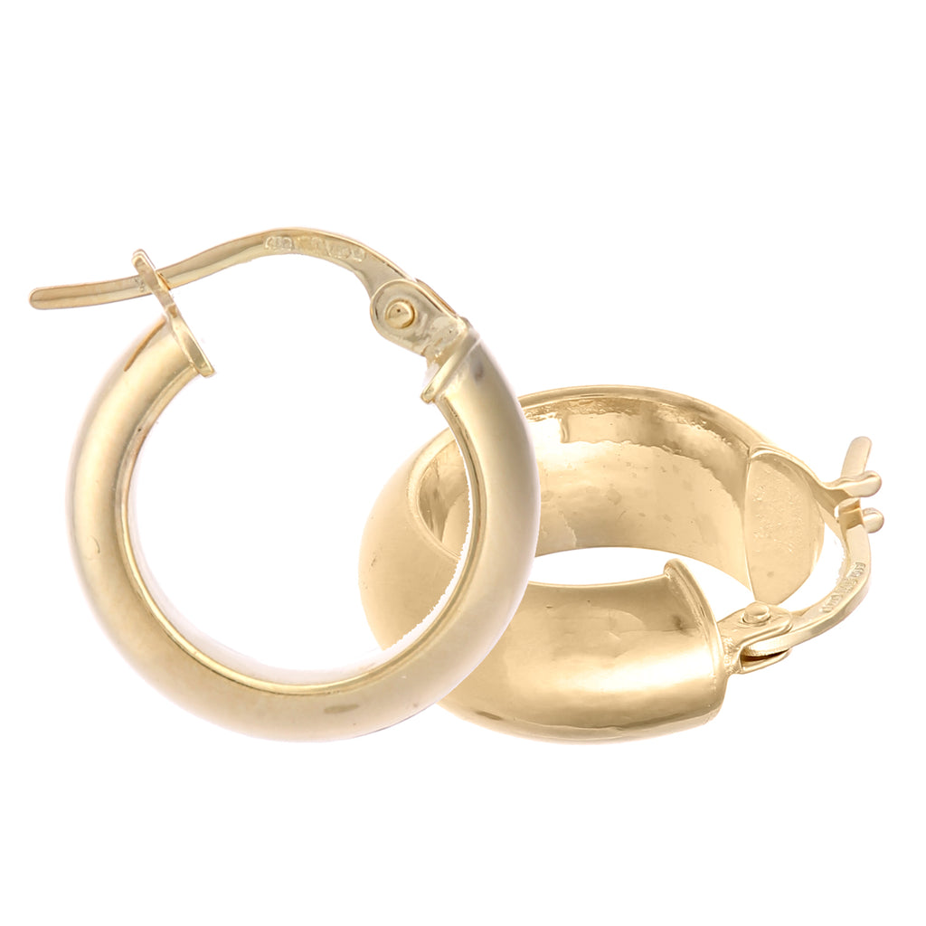 9ct Yellow Gold Small Domed Hoop Earrings