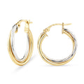 Twisted Small Hoop Earrings 9ct Two-Tone Gold | Prime Jewellery