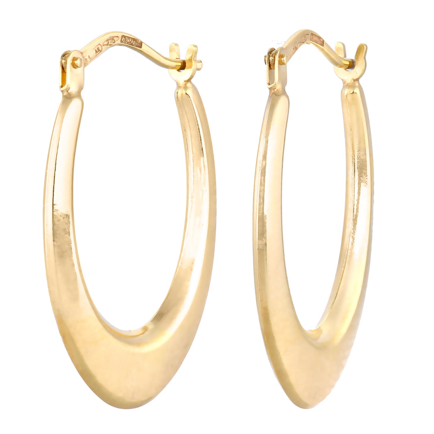 9ct Yellow Gold Oval Hoop Earrings
