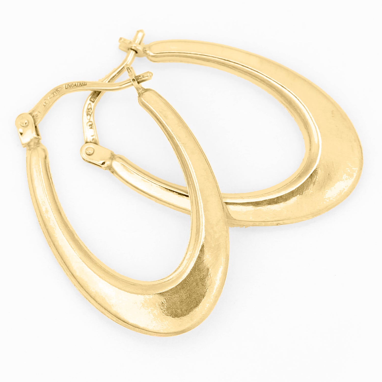9ct Yellow Gold Oval Hoop Earrings