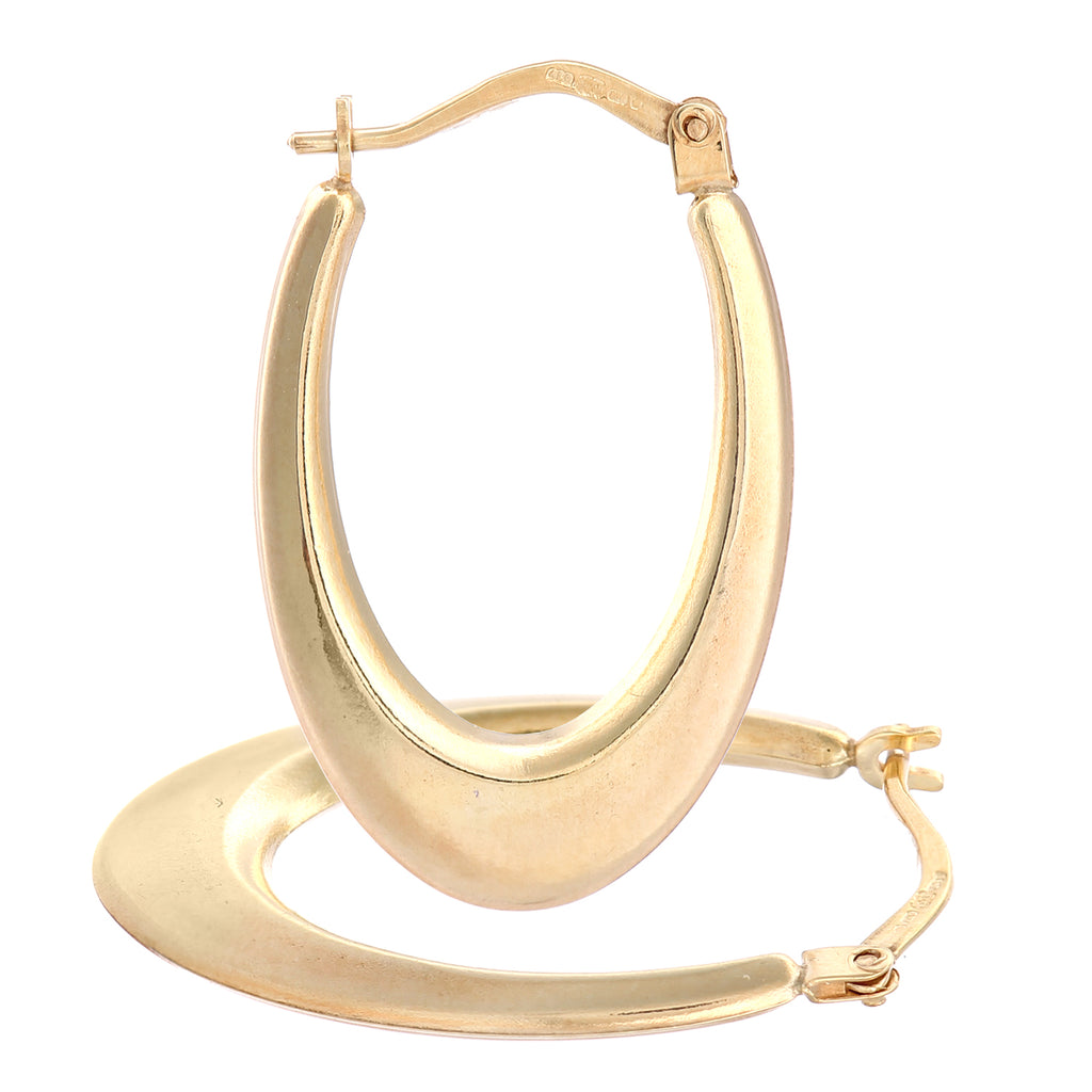 9ct Yellow Gold Oval Hoop Earrings
