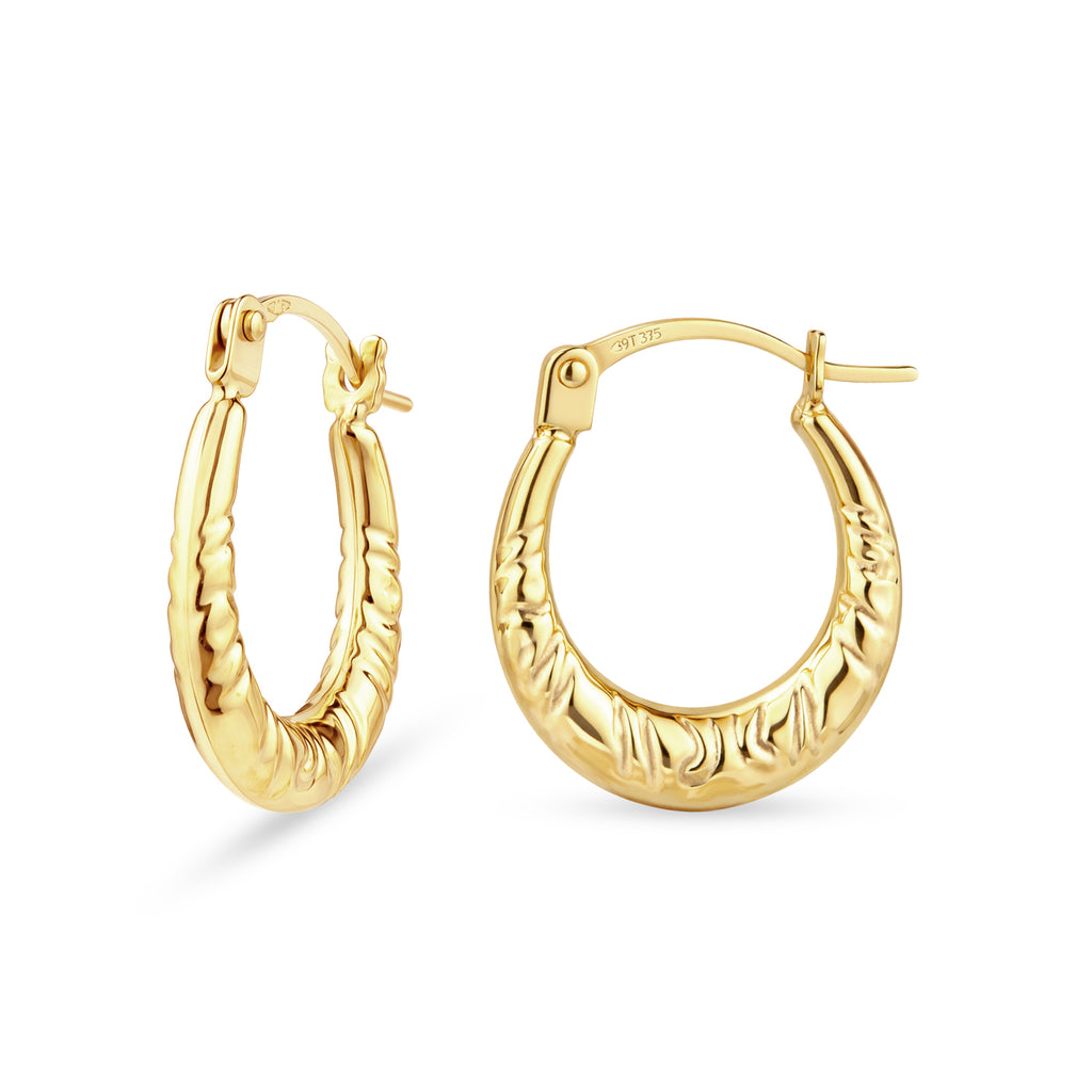 Creole Textured Mini Hoop Earrings 9ct Yellow Gold | Prime Jewellery