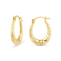Textured Bamboo Small Hoop Earrings 9ct Yellow Gold | Prime Jewellery
