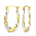 9ct Yellow & White Small Gold Twist Hoop Earrings