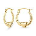 9ct Yellow Gold Creole Heart Hoop Earrings for WomenÂ 1.5cm length