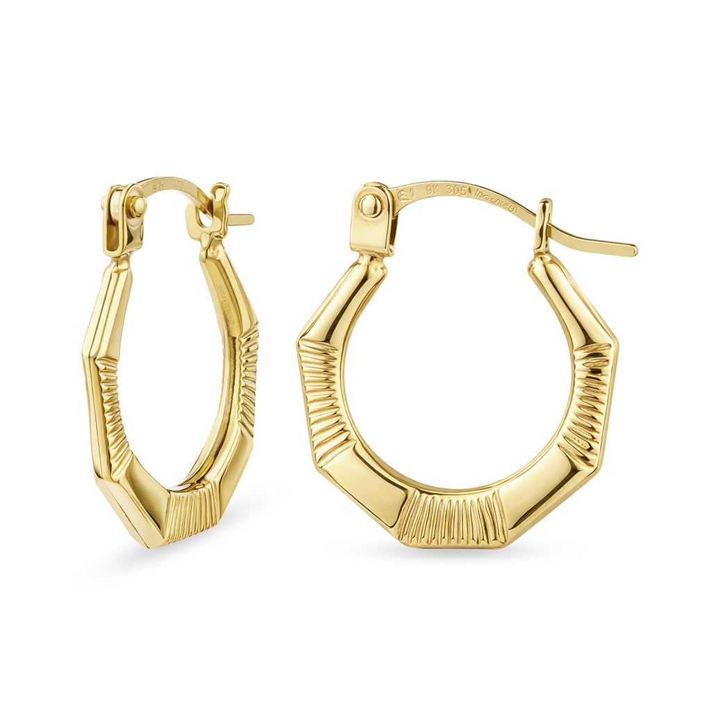 Creole Huggie Hoop Earrings 9ct Yellow Gold | Prime Jewellery