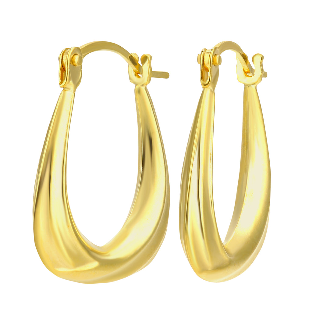 9ct Yellow Gold Basket Pattern Hoop Earrings