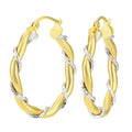 9ct Yellow & White Gold  Twisted Hoop Earrings