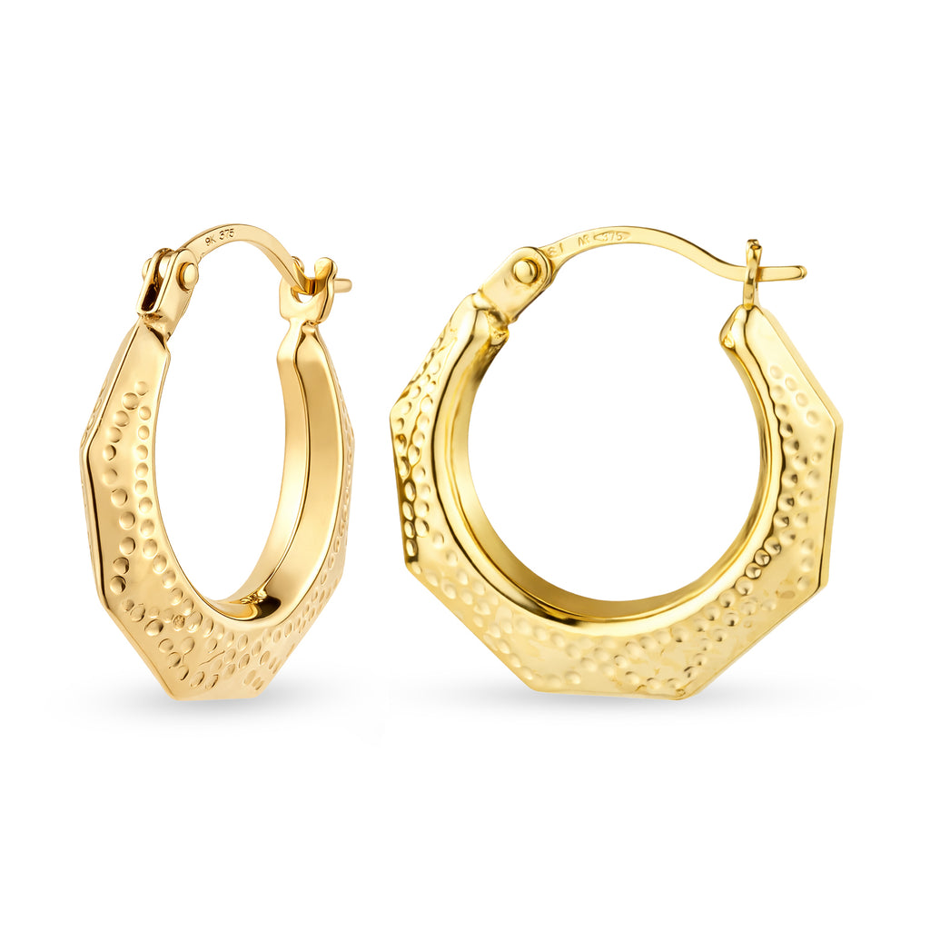 Victorian Spike Creole Hoop Earrings 9ct Yellow Gold | Prime Jewellery