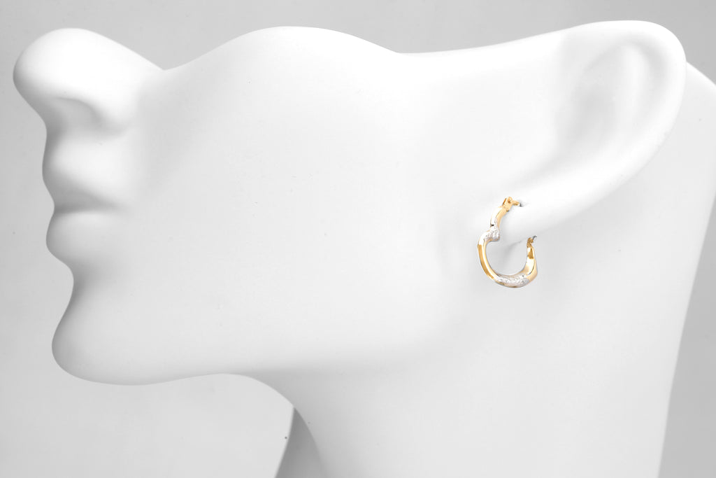 9ct Yellow & White Gold Heart Earrings