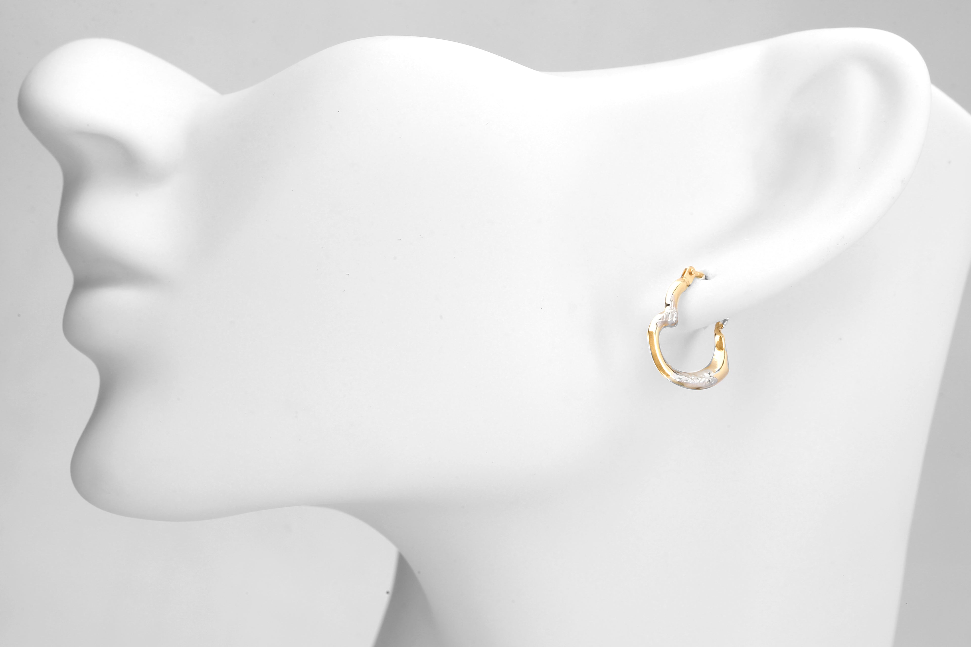 9ct Yellow & White Gold Heart Earrings