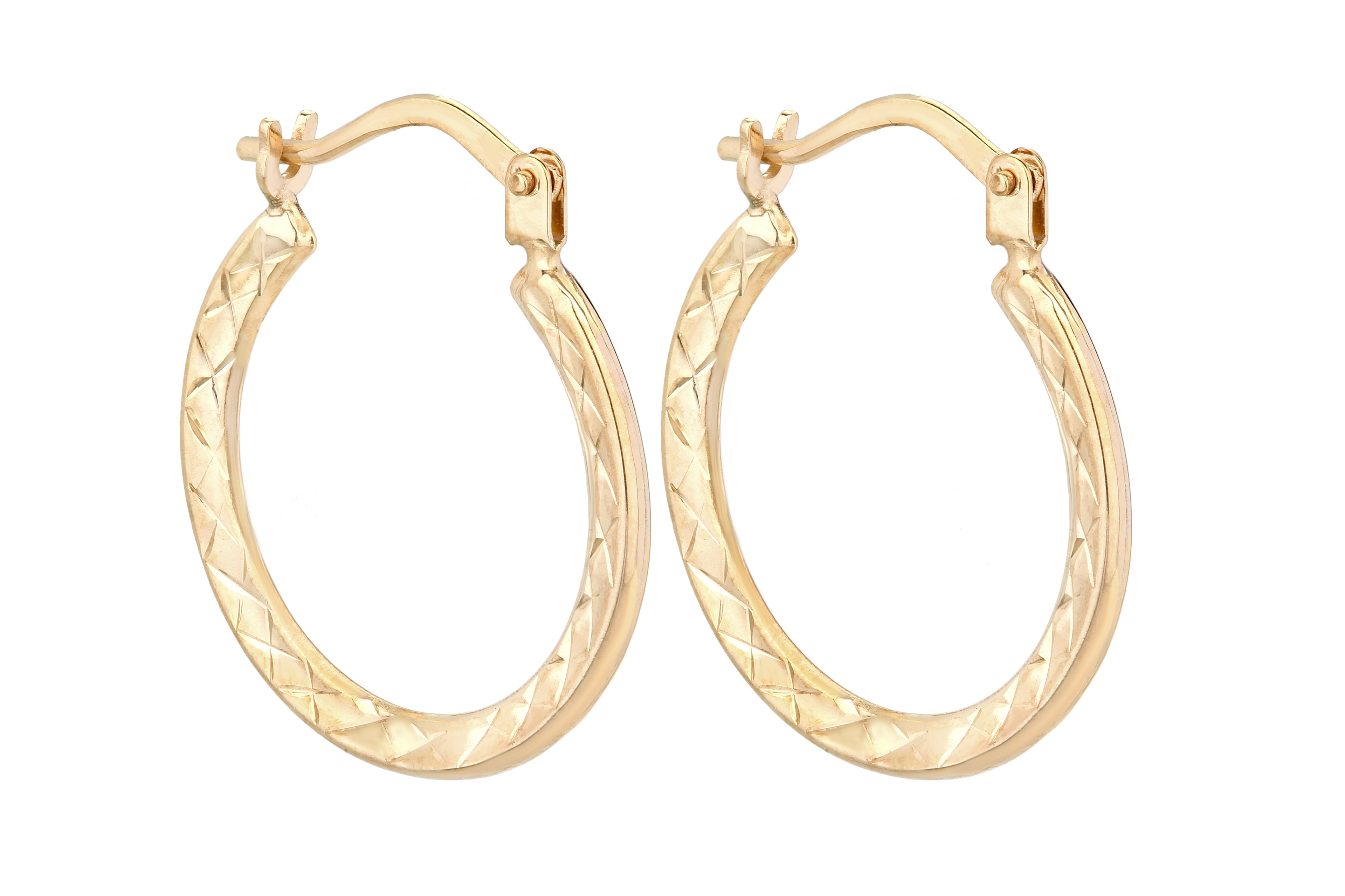9ct Yellow Gold Textured Hoop Earrings
