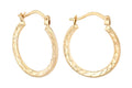 9ct Yellow Gold Textured Hoop Earrings