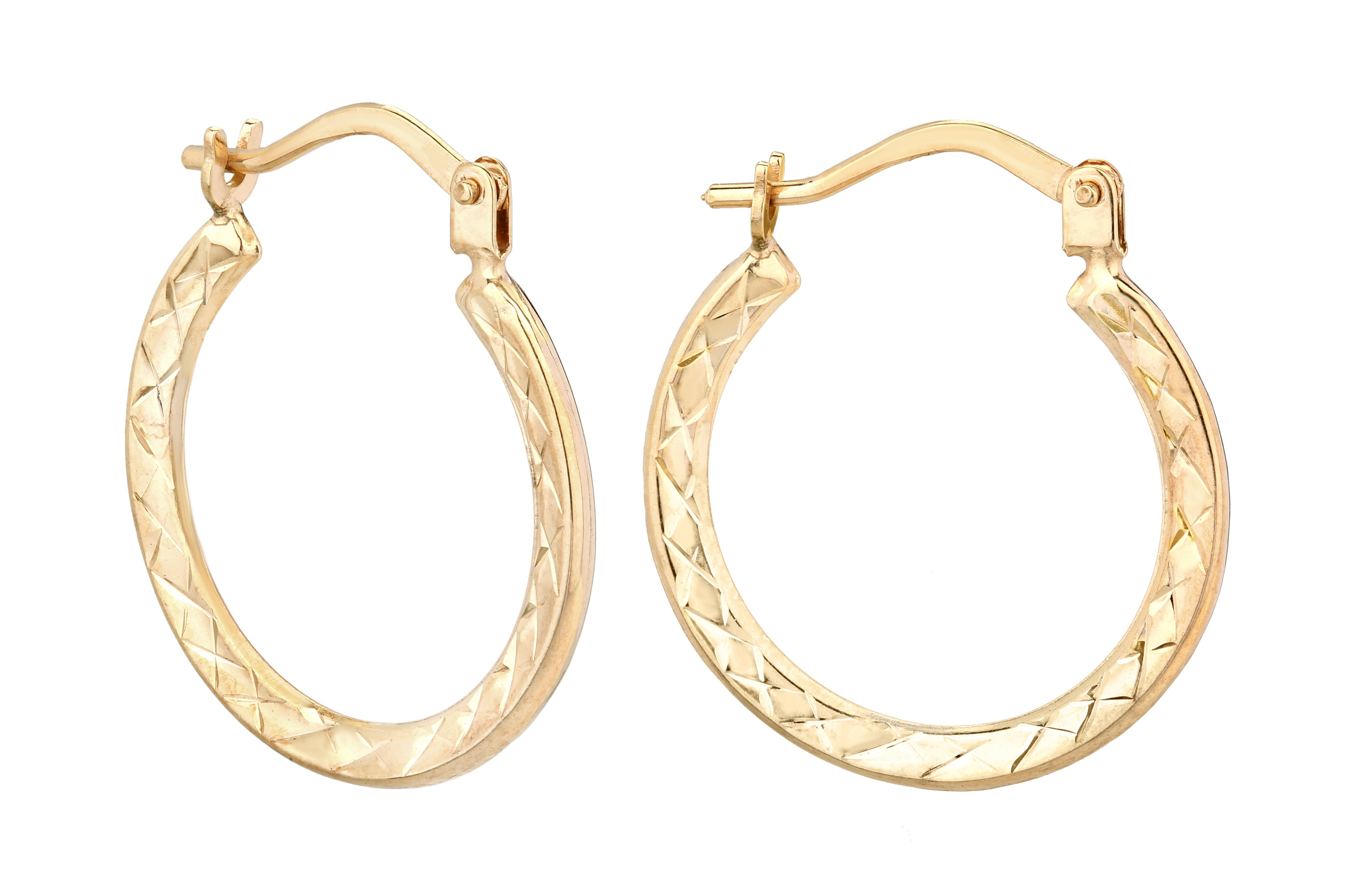 9ct Yellow Gold Textured Hoop Earrings