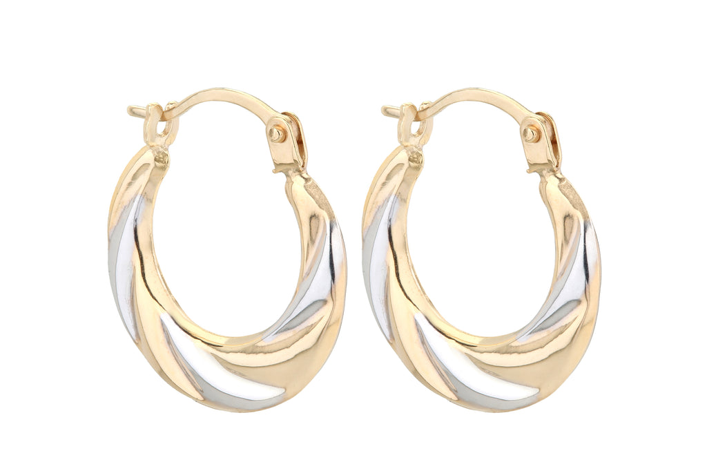 9ct Yellow & White Gold Twisted Hoops Earrings