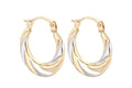 9ct Yellow & White Gold Twisted Hoops Earrings