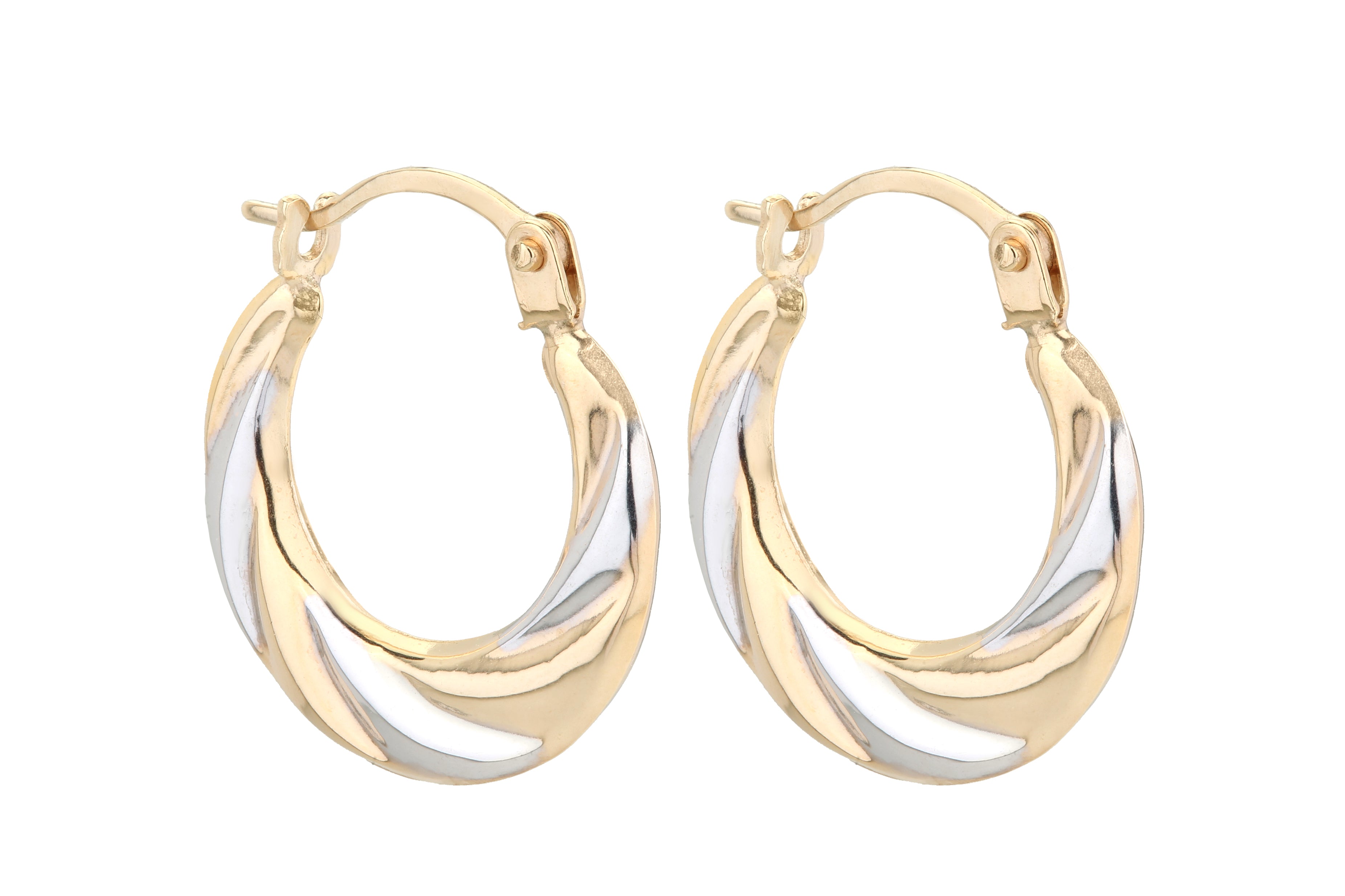 9ct Yellow & White Gold Twisted Hoops Earrings