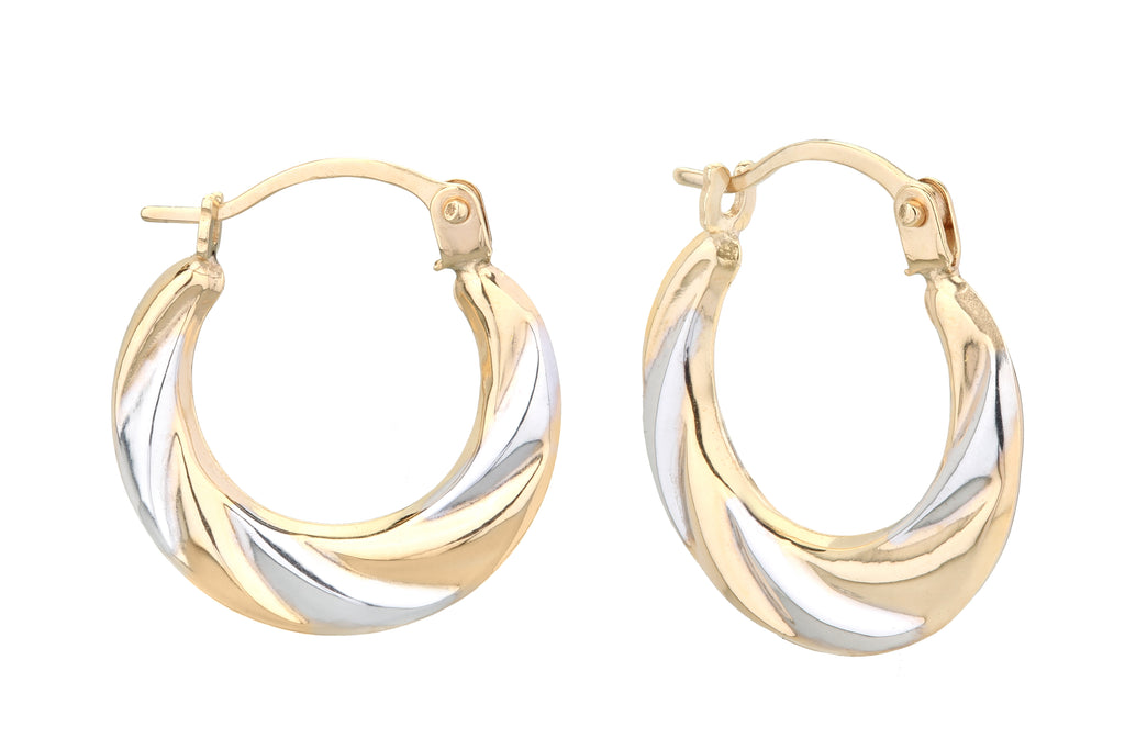 9ct Yellow & White Gold Twisted Hoops Earrings