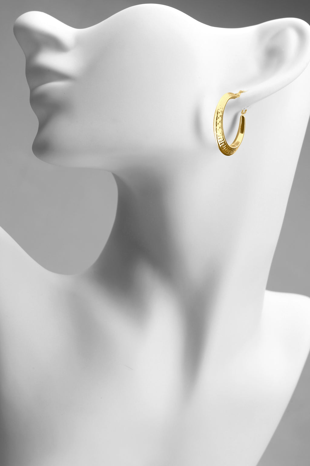 9ct Yellow Gold Greek Key Hoop Earrings