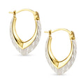 9ct Yellow & White Gold Spade Creole Hoop Earrings