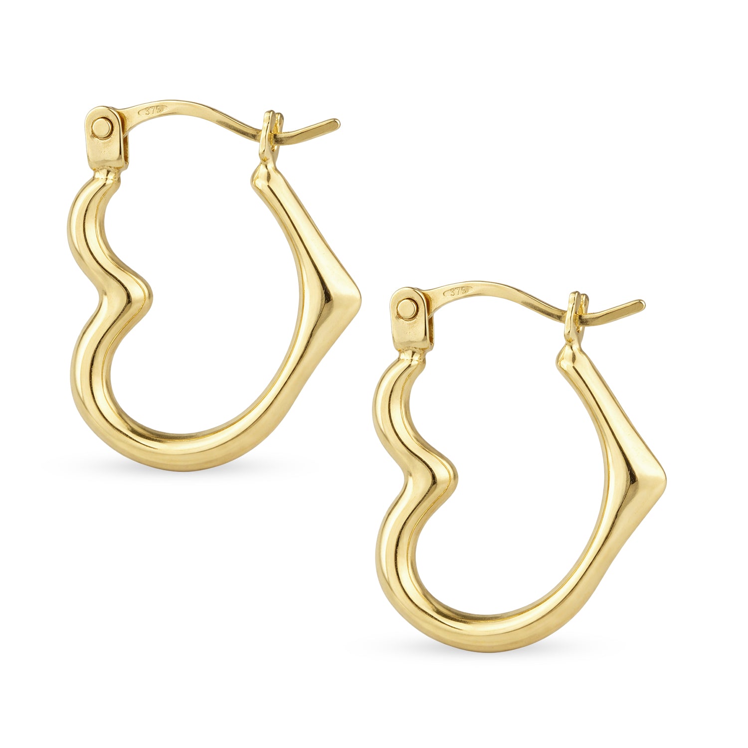 9ct Yellow Gold Heart Creole Hoop Earrings