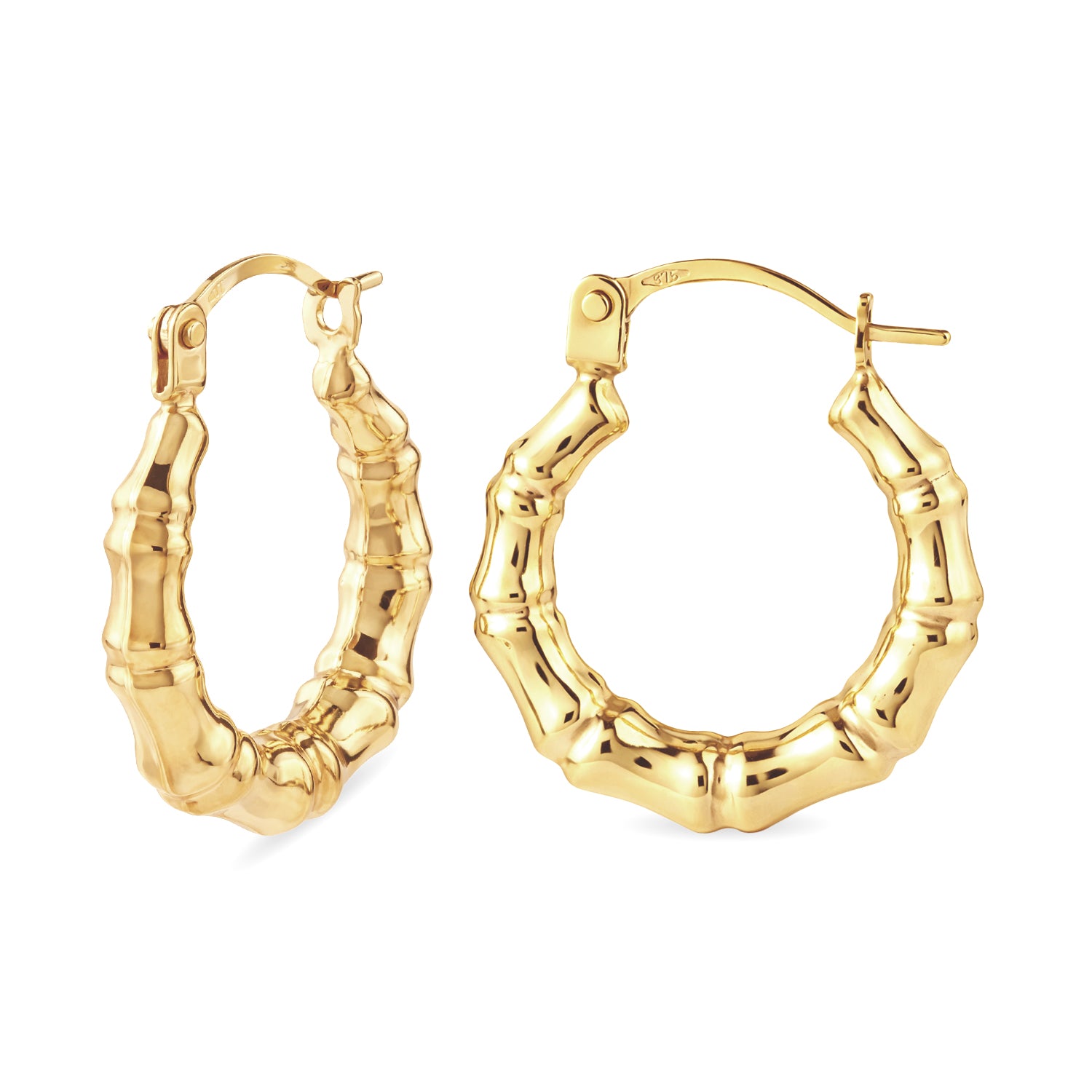 9ct Yellow Gold Bamboo Creole Hoop Earrings