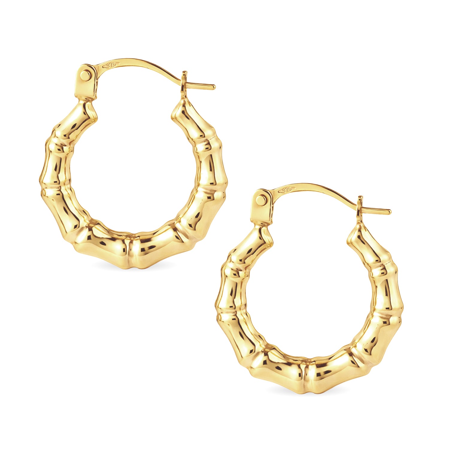 9ct Yellow Gold Bamboo Creole Hoop Earrings