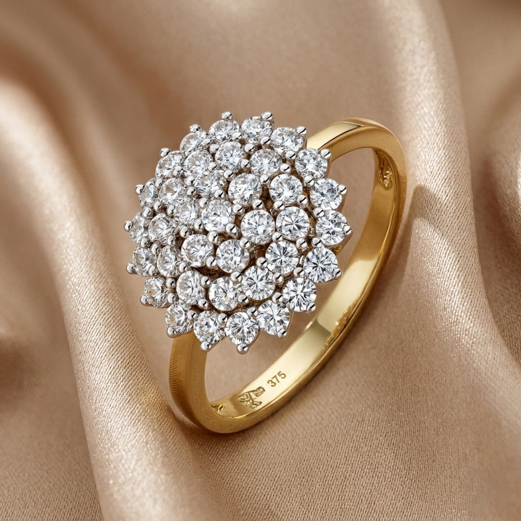 9ct Yellow and White Gold Cluster Ring